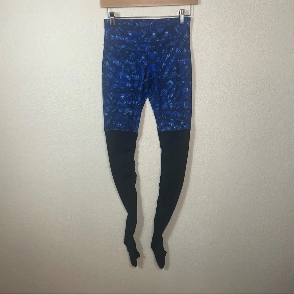 Alo Goddess Ribbed Leg Warmer Legging Blue Kaleidoscope Black Sz‎ XXS Yoga Pants